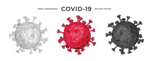 Coronavirus COVID-19 realistic isolated vector template set