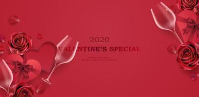 Red elegant luxury romantic valentine's day background frame vector illustration