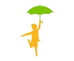 vector design, child shape icon with umbrella