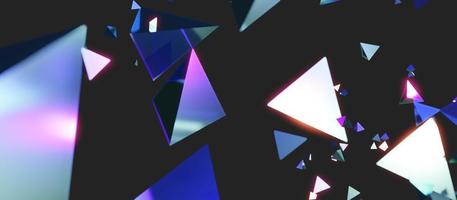 broken glass triangle abstract glowing technology background 3d illustration photo