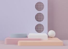3d rendering of pastel minimal displays podium or pedestal for mock up and products presentation photo