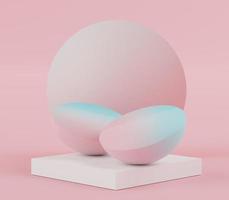 3d rendering of pink coral minimal displays podium or pedestal for mock up and products presentation photo