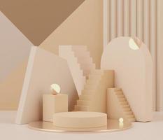 3d geometric shapes. Blank podium display in pastel color. Minimalist pedestal or showcase scene for present product and mock up. Abstract background for cosmetic advertising. photo