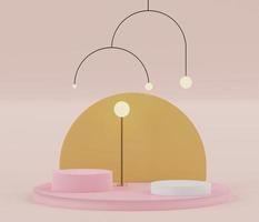 3D rendering abstract pastel simple geometric shapes with minimal displays podium or pedestal for mock up and products presentation  background. photo