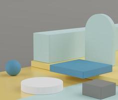 3d rendering of Earth tones minimal displays podium or pedestal for mock up and products presentation with abstract simple geometric shapes background. photo