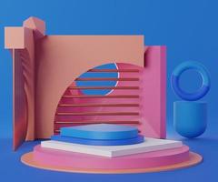 3d abstract render minimal scene of pink coral Podium for display products and advertising with clean background photo