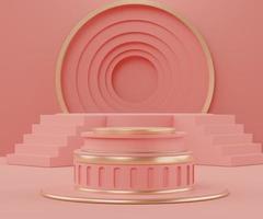 3d abstract render minimal scene of pink coral Podium for display products and advertising with clean background photo