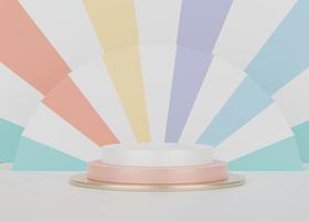 3D Abstract background of empty podium display for products and cosmetic presentation and mock up. Pastel pedestal or showcase with minimal geometry shapes. Colorful scene. photo