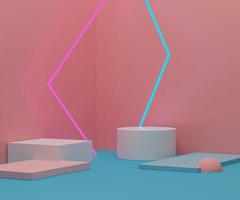 3d render scene of minimal Podium for display products with pastel theme. Abstract empty background for cosmetic advertising photo