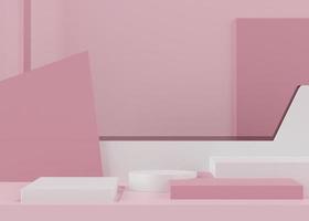 3d rendering of pink coral minimal displays podium or pedestal for mock up and products presentation photo