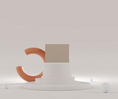 3d rendering of Earth tones minimal displays podium or pedestal for mock up and products presentation with abstract simple geometric shapes background. photo