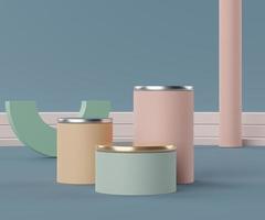 3d geometric forms. Minimal scene with podium. Empty platforms, stage,pedestal, and shopfront for mock up. Blank space for  product display. Abstract background for cosmetic advertising. photo