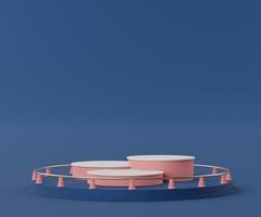 3d abstract render minimal scene of classic blue and pink coral color podium for display products and advertising with clean background. photo