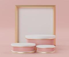 3d abstract render minimal scene of pink coral Podium for display products and advertising with clean background photo