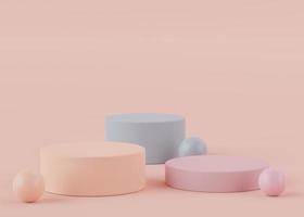 3d rendering of pastel minimal displays podium or pedestal for mock up and products presentation photo