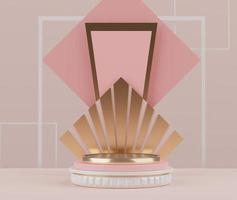 3d rendering of pink coral minimal displays podium or pedestal for mock up and products presentation photo