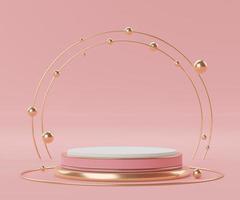 3d abstract render minimal scene of pink coral Podium for display products and advertising with clean background photo