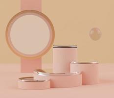 3d geometric shapes. Blank podium display in pastel color. Minimalist pedestal or showcase scene for present product and mock up. Abstract background for cosmetic advertising. photo