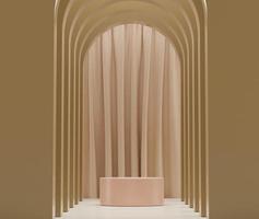 3d rendering of Earth tones minimal displays podium or pedestal for mock up and products presentation with abstract simple geometric shapes background. photo