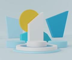 3d render scene of minimal Podium for display products with pastel theme. Abstract empty background for cosmetic advertising photo