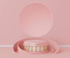 3d abstract render minimal scene of pink coral Podium for display products and advertising with clean background photo