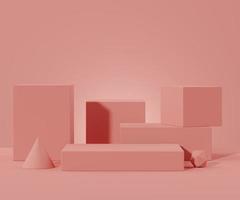 3d abstract render minimal scene of pink coral Podium for display products and advertising with clean background photo