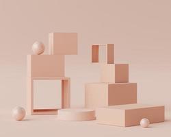 3d geometric forms. Blank podium display in pastel color. Minimalist pedestal or showcase scene for present product and mock up. photo