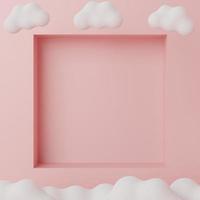 3d geometric forms. Blank podium display in white coral pink color. Minimalist pedestal or showcase scene for present product and mock up. photo
