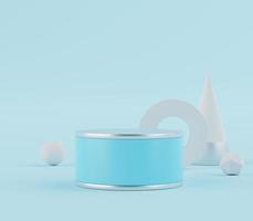 3d Abstract background of empty podium display for products and cosmetic presentation and mock up. Pastel cream colors pedestal or showcase with minimal geometry shapes. Colorful scene. photo