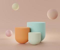 3d geometric forms. Minimal scene with podium. Empty platforms, stage,pedestal, and shopfront for mock up. Blank space for  product display. Abstract background for cosmetic advertising. photo