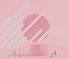 3d rendering of pink coral minimal displays podium or pedestal for mock up and products presentation photo