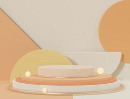 3D rendering abstract pastel simple geometric shapes with minimal displays podium or pedestal for mock up and products presentation  background. photo