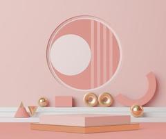 3d geometric forms. Minimal scene with podium. Empty platforms, stage,pedestal, and shopfront for mock up. Blank space for  product display. Abstract background for cosmetic advertising. photo