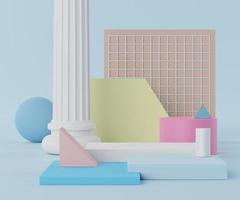 3d render scene of minimal Podium for display products with pastel theme. Abstract empty background for cosmetic advertising photo