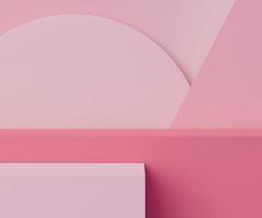 forma geométrica 3d. podio de caja en color rosa coral. escenario de desfile de moda, pedestal, escaparate con tema colorido. escena mínima para la exhibición de productos. foto