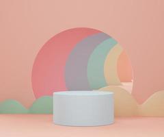 3d render scene of minimal Podium for display products with pastel theme. Abstract empty background for cosmetic advertising photo