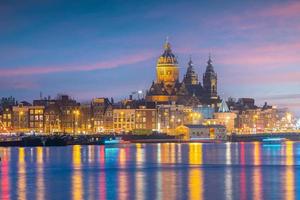 Amsterdam downtown city skyline cityscape of Netherlands photo