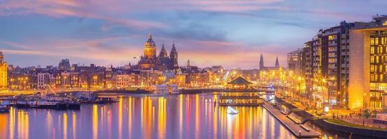 Amsterdam downtown city skyline cityscape of Netherlands photo