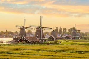 Traditional old village with dutch windmills in Amsterdam, Netherlands photo