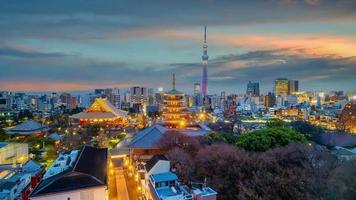 View of downtown Tokyo  city skyline cityscape at sunset photo