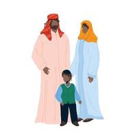 Arab Family People Father, Mother And Son Vector