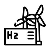 ilustración de vector de icono de línea de producción de hidrógeno de energía eólica