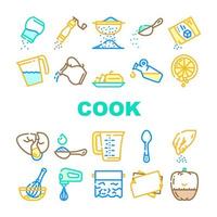 Instrucciones de cocina para preparar iconos de alimentos establecer vector