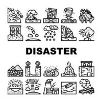 Disaster Destruction Collection Icons Set Vector