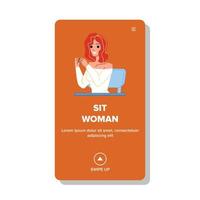 Sit Woman At Office Desk In Conference Room Vector