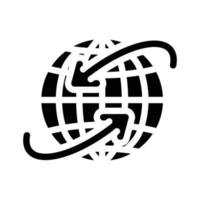 ilustración de vector de icono de glifo de flecha de globalización de empresa internacional