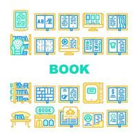 libro biblioteca tienda colección iconos conjunto vector