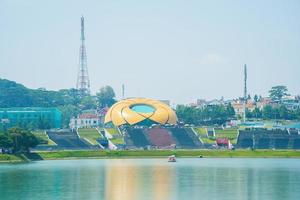 A view of Lam Vien square at the bank of Xuan Huong Lake. In Vietnam, Da Lat is a popular destination attracting thousands of tourists. photo