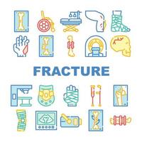 Fracture Accident Collection Icons Set isolated illustration vector