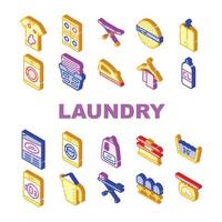Laundry Service Tool Collection Icons Set Vector